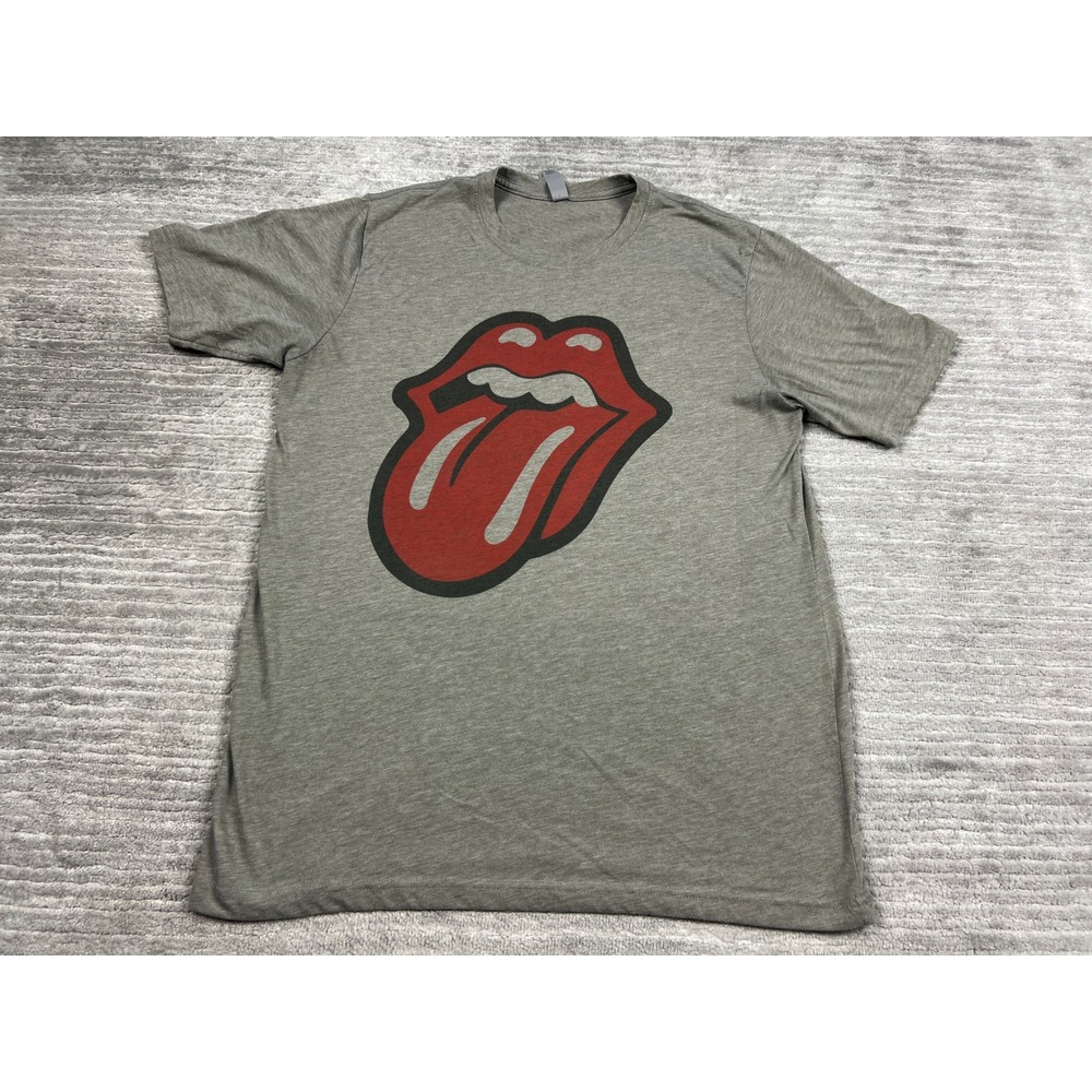 Next Level T-Shirt Mens M Gray Rolling Stones Tongue Graphic Rock Band Tee Short